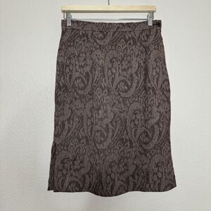 Valentino Skirt S 10 Jacquard Lace Print Brown Pencil Vintage Dark Romantic Goth